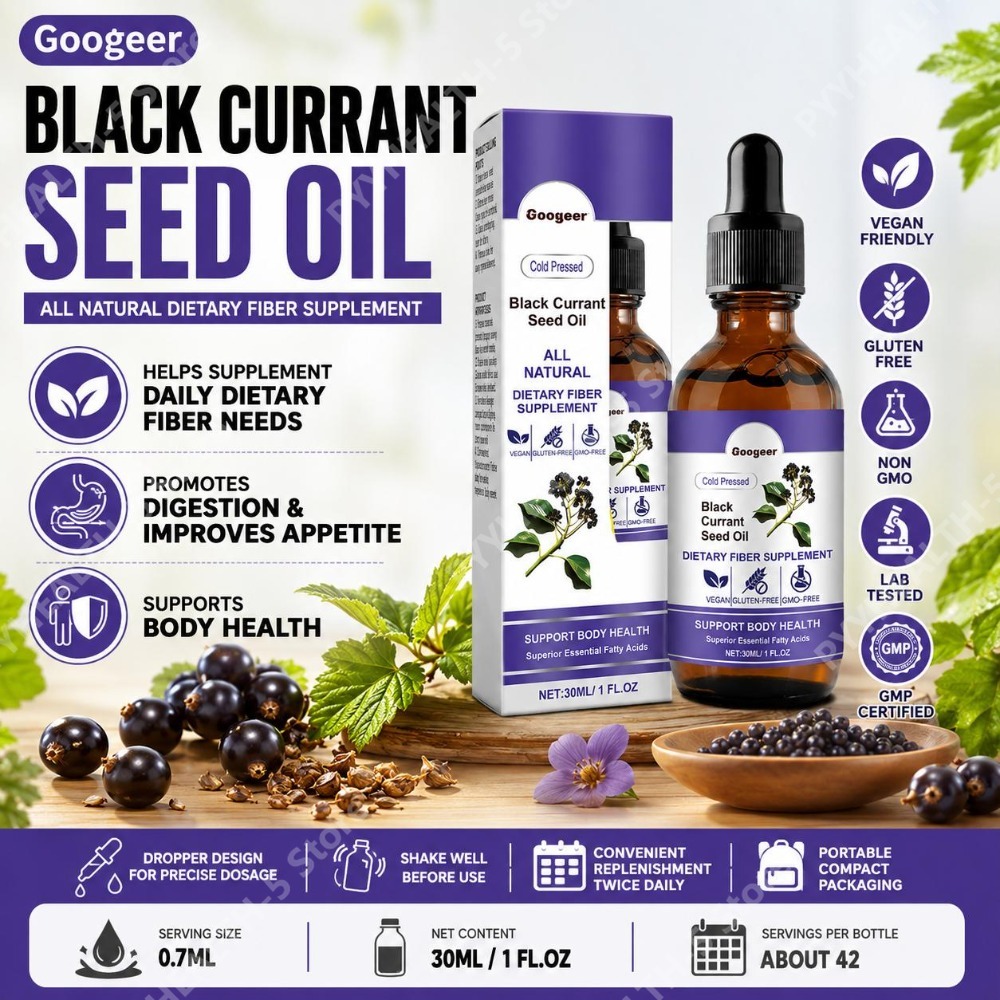 Wellness Herbal Medicine - Zwarte bessenzaadolie druppels 30ml Essentiële vetzuurondersteuning